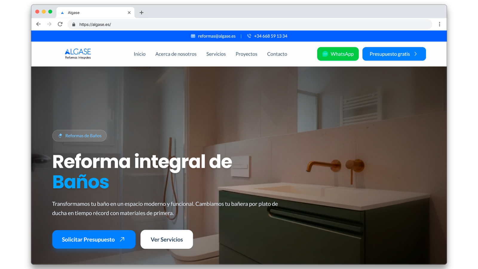 Diseño web y desarrollo para Algase Reformas Integrales
